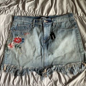 express floral jean skirt